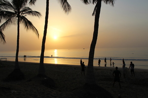 Locals playing football on the beach in Muscat