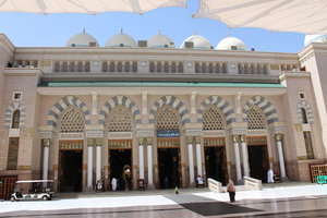 Picture of an entrance to the Prophet's Mosque in Medina