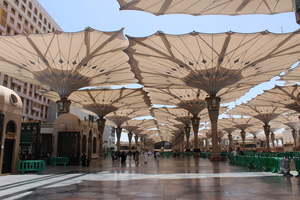 Picture outside the Prophet's Mosque in Medina