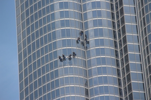 Picture of window cleaners high up on Burj Khalifa