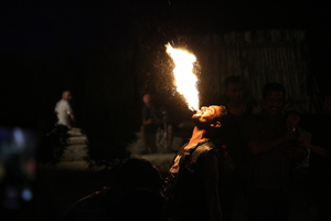 Dubai fire artist in the desert