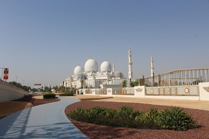 Outside Sheikh Zayed Grand Mosque in Abu Dhabi